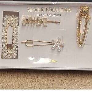 Miss To Mrs Sparkle Bright Babe Hair Pin Collection Gold and White New
